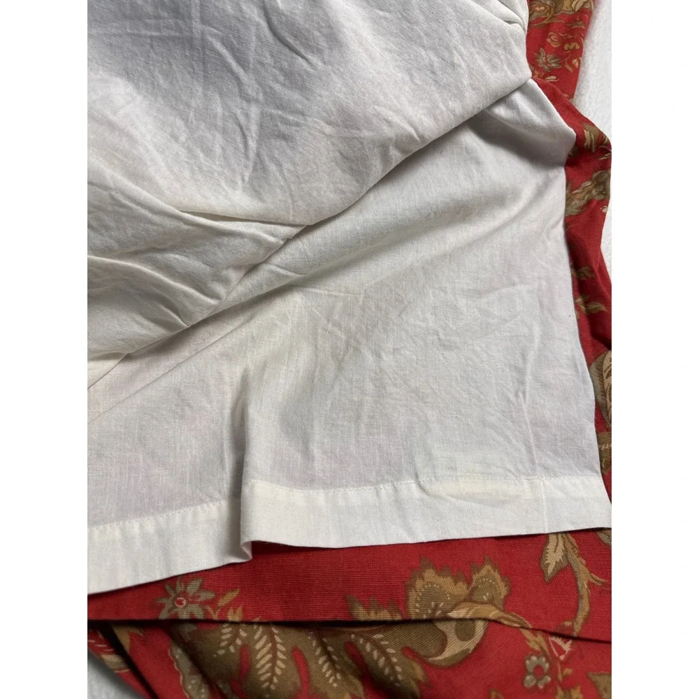 Pottery Barn Curtains 50x84 Madeline Red Floral Cotton Linen Lined Panels